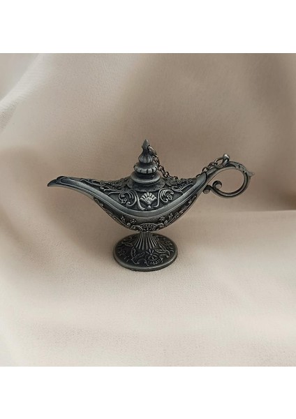 Alaaddin Sihirli Lamba Genie Lamp Ibrik Biblo Dekorasyon Küçük Boy Gri