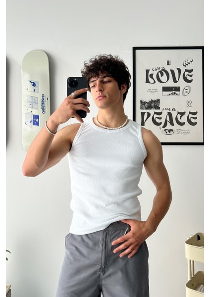 Atelier Premium Basic Beyaz Top Tank Atlet