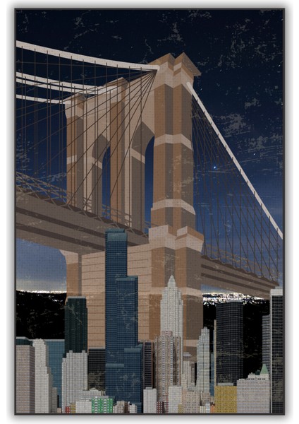 New York Temalı Dekoratif Yıkanabilir Dokuma Kaymaz Tabanlı Modern Salon Halısı Genç Odası Halısı