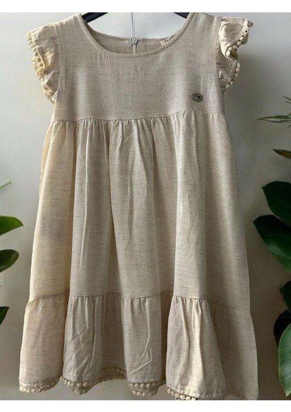 Kız Çocuk Pamuklu Kolları Dantel Detaylı Elbise fiyatları