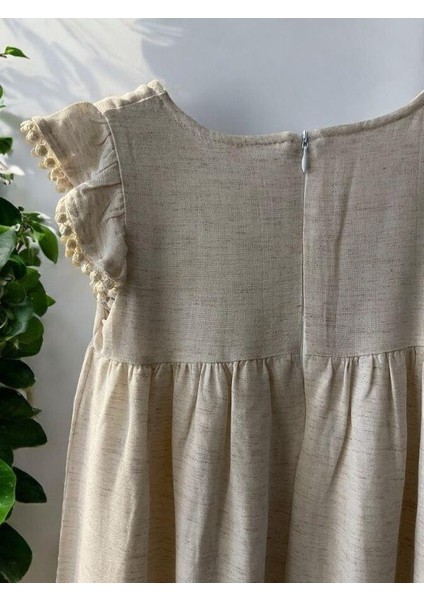 Kız Çocuk Pamuklu Kolları Dantel Detaylı Elbise fırsatları