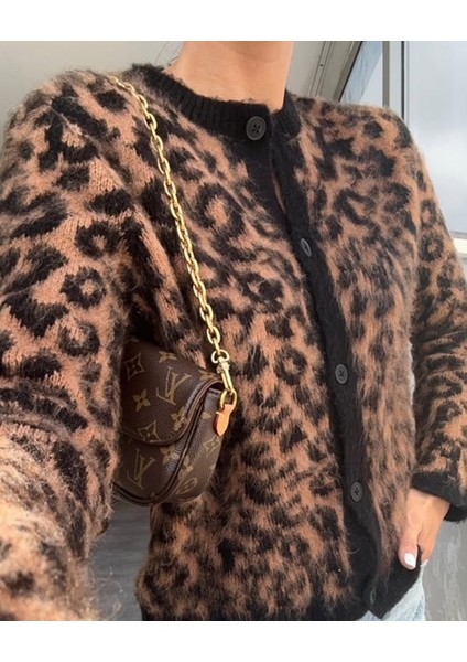 Leopar Desen Hırka