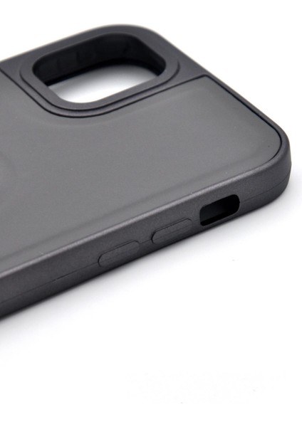 iPhone 15 Pro Max Uyumlu Deri Görünümlü Sert Kapak Kılıf Gri