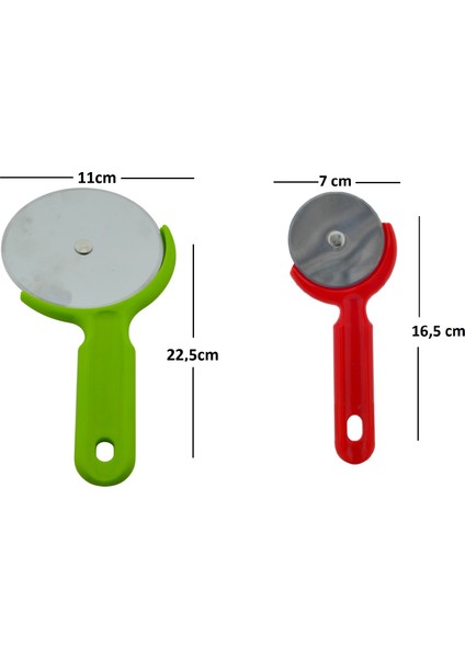 Pizza Dilimleyici 2 Adet (11X23CM) ve (7X16,5CM) Ölçülerde Plastik Saplı Hamur Kesme Ruleti fiyatları