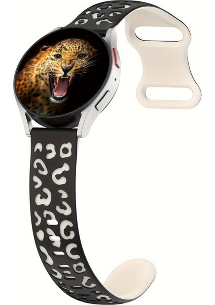 Huawei Watch Gt Gt2 Gt3 Gt4 42mm/Magıc 2/Amazfit 20mm Kordon Leopar Desen Yumuşak Silikon Kordon