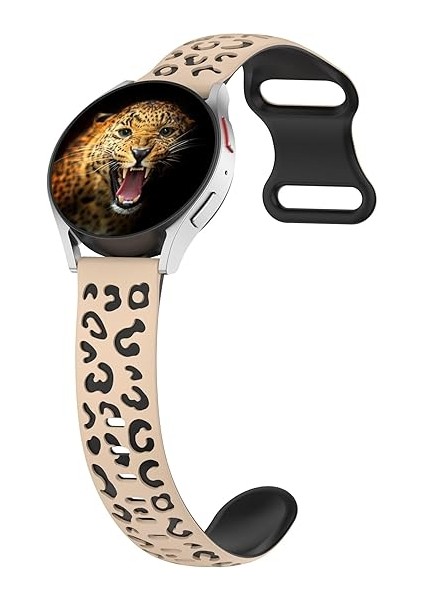 Huawei Watch Gt Gt2 Gt3 Gt4 42mm/Magıc 2/Amazfit 20mm Kordon Leopar Desen Yumuşak Silikon Kordon