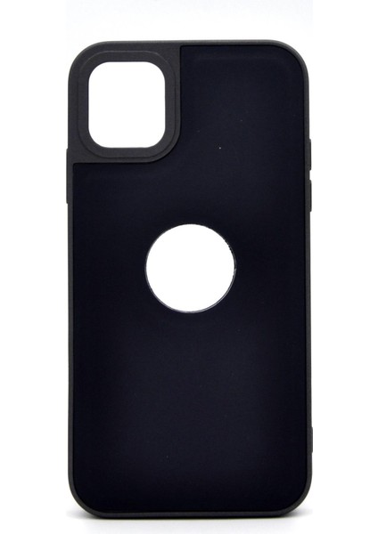 iPhone 11 Uyumlu Deri Görünümlü Sert Kapak Kılıf Antrasit Füme