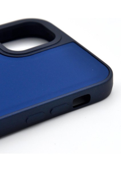 iPhone 15 Pro Uyumlu Deri Görünümlü Sert Kapak Kılıf Lacivert fırsatları