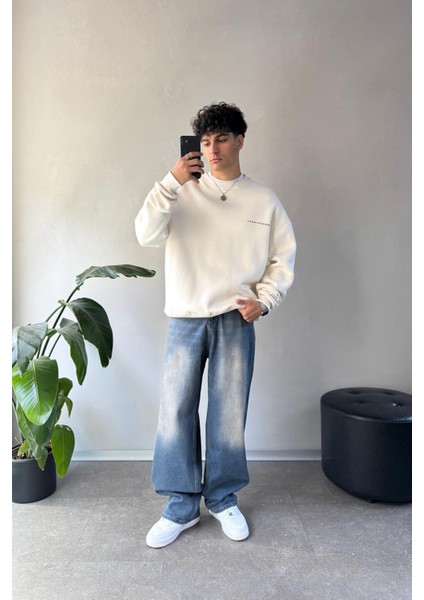 Vintage Baskılı Bisiklet Yaka Sweatshirt fırsatları