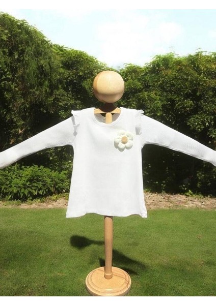 Kız Çocuk Papatya Işlemeli Fitilli Bluz