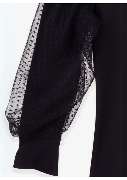 Kız Çocuk Kolları Tül Puantiye Detaylı Bluz fırsatları