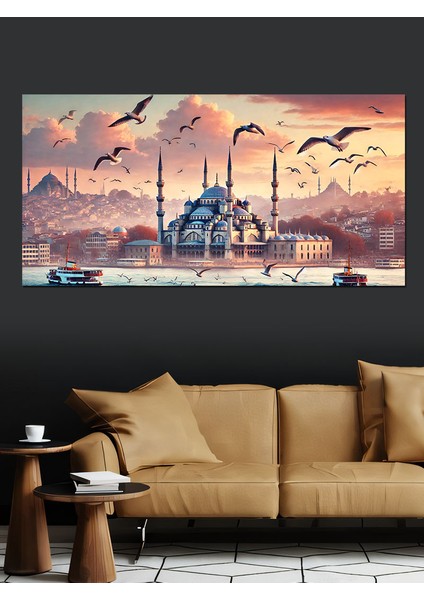 Kanvas Tablo Martılar ve Istanbul Manzarası