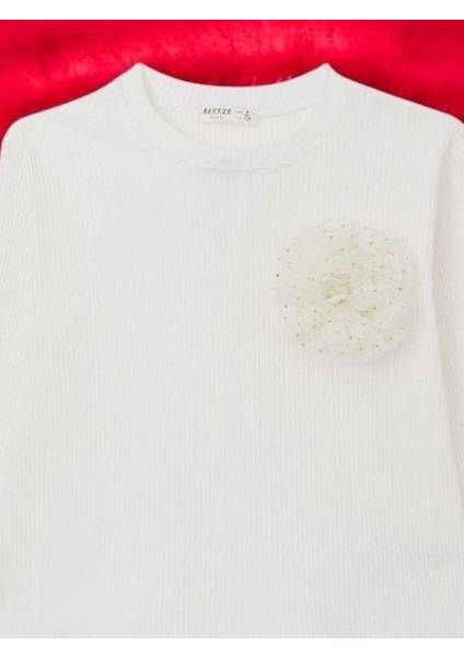 Kız Çocuk Fitilli Çiçek Detaylı Uzun Kollu Bluz fiyatları