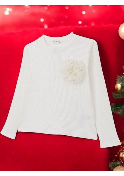 Kız Çocuk Fitilli Çiçek Detaylı Uzun Kollu Bluz modelleri