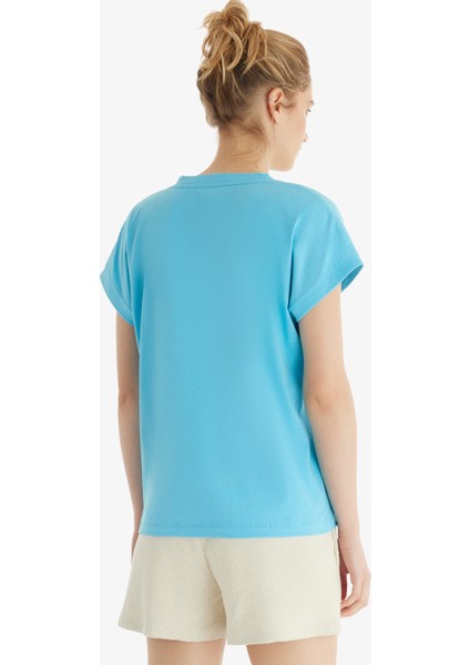 Kadın T-Shirt 60553 - Mavi modelleri