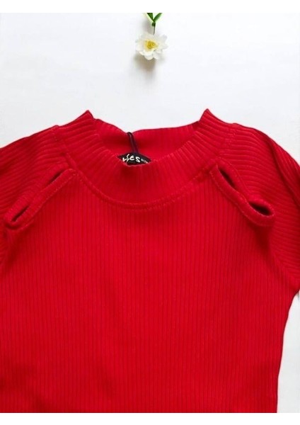 Kız Çocuk Yarım Balıkçı Yaka Detaylı Fitilli Bluz fiyatları