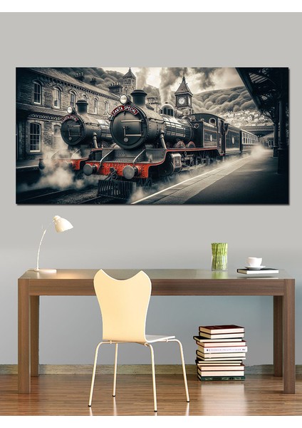 Kanvas Tablo Kömürlü Trenle Tarihi Yolculuk