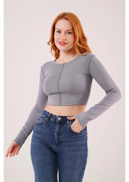 Ters Dikişli Basic Antrasit Body Bluz