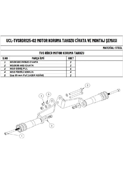 Tvs Raider 125 Uyumlu Motor Koruma Takozu modelleri