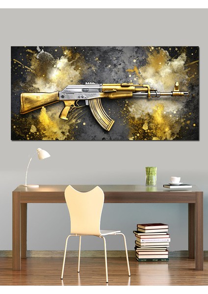 Kanvas Tablo Altın Detaylı Ak-47 indirimleri