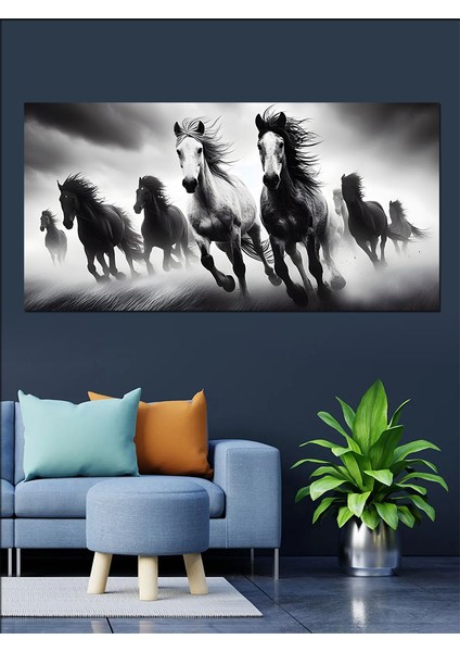 Kanvas Tablo Sislerin Arasında Dört Atlı