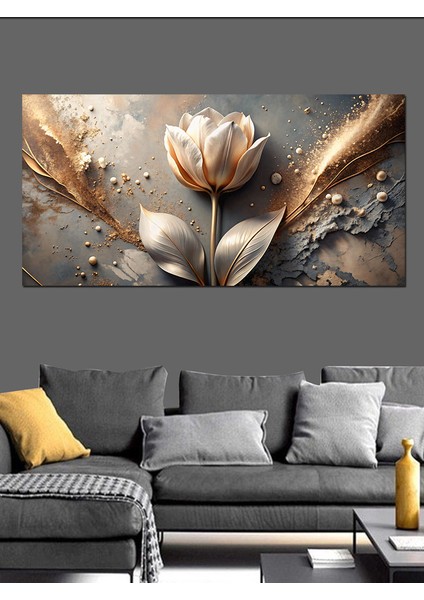 Kanvas Tablo Altın Detaylı Beyaz Gül fiyatları