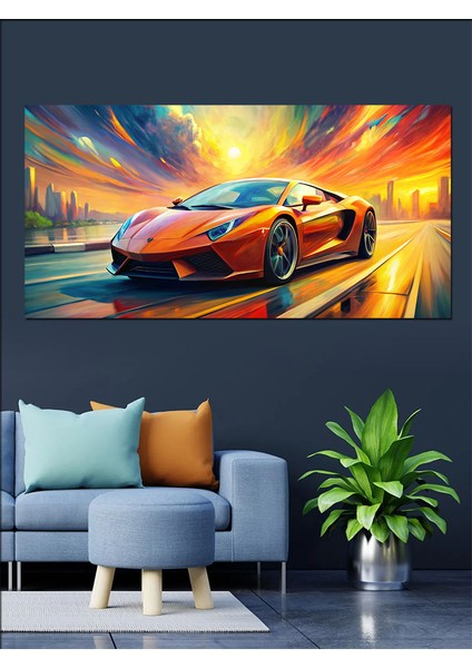 Kanvas Tablo Hızın Temsilcisi Sarı Araba modelleri