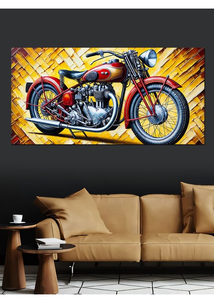 Kanvas Tablo Alevli Kırmızı Motosiklet