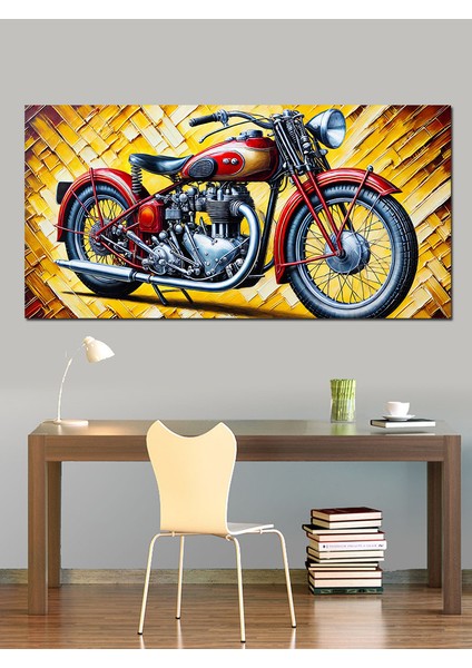 Kanvas Tablo Alevli Kırmızı Motosiklet fiyatları