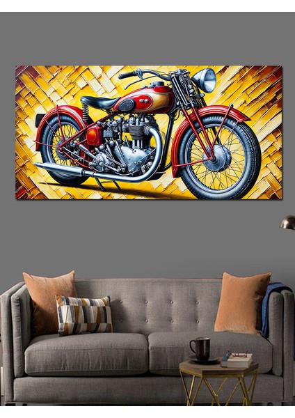 Kanvas Tablo Alevli Kırmızı Motosiklet modelleri