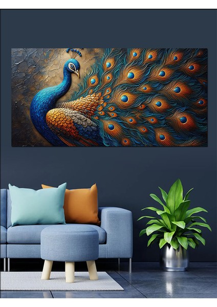Kanvas Tablo Parlayan Tüylerle Tavus Kuşu