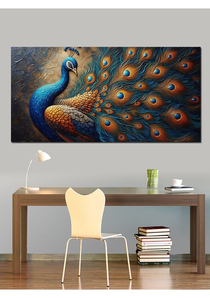Kanvas Tablo Parlayan Tüylerle Tavus Kuşu modelleri