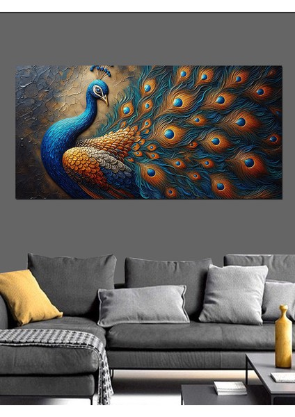 Kanvas Tablo Parlayan Tüylerle Tavus Kuşu indirimleri