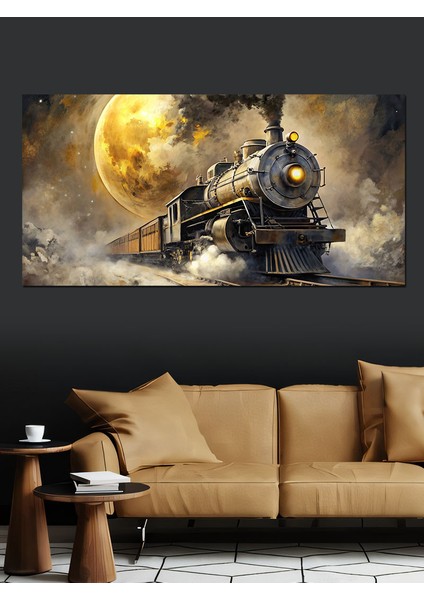 Kanvas Tablo Altın Buharlı Tren modelleri