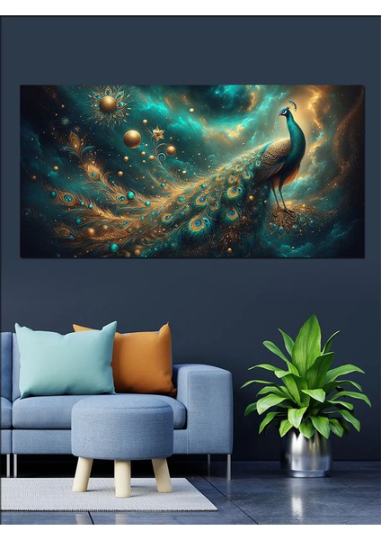 Kanvas Tablo Altın Tüylerle Tavus Kuşu