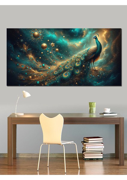 Kanvas Tablo Altın Tüylerle Tavus Kuşu modelleri