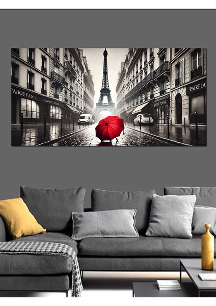 Kanvas Tablo Kırmızı Şemsiyeli Paris modelleri