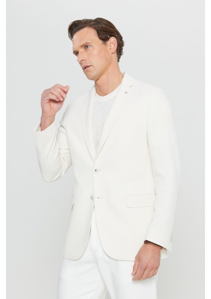 360 Her Yöne Esneyen Pamuklu Esnek Slim Fit Dar Kesim Mono Yaka Armürlü Blazer Ceket modelleri