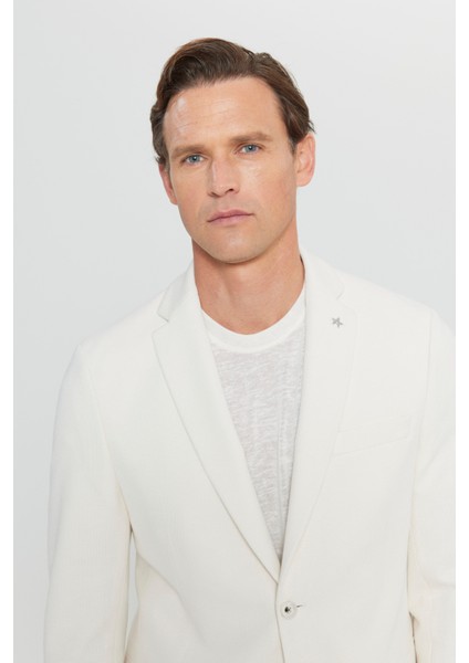 360 Her Yöne Esneyen Pamuklu Esnek Slim Fit Dar Kesim Mono Yaka Armürlü Blazer Ceket indirimleri