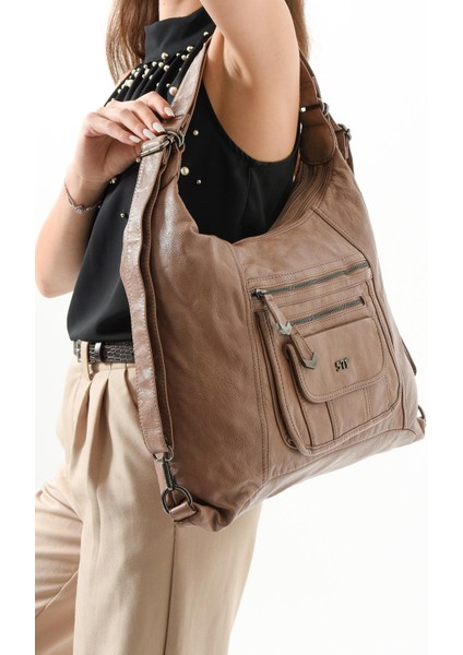 Suni Deri Sırt Çantası Vizon (Model: 571-13-13M) fiyatları