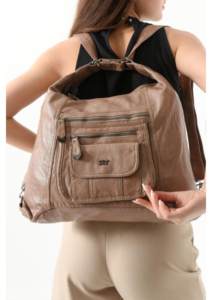 Suni Deri Sırt Çantası Vizon (Model: 571-13-13M) modelleri