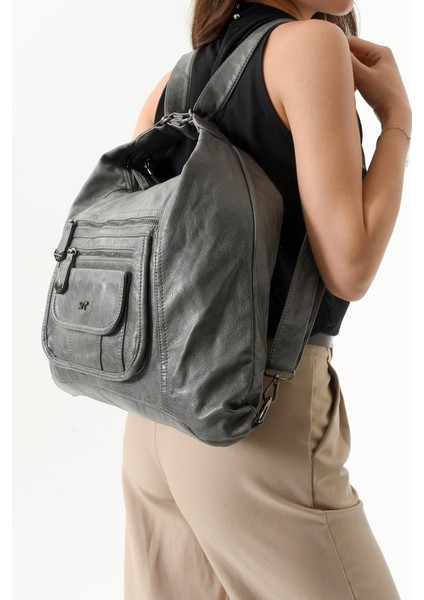Suni Deri Sırt Çantası Gri (Model: 571-13-13M) modelleri