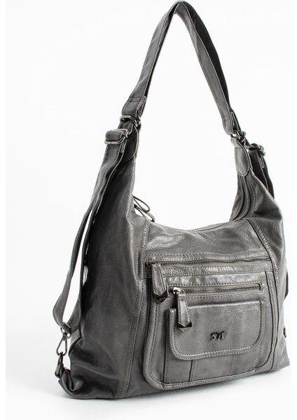Suni Deri Sırt Çantası Gri (Model: 571-13-13M) fırsatları