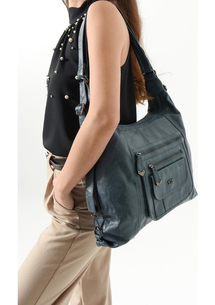 Suni Deri Sırt Çantası Mavi (Model: 571-13-13M) fiyatları