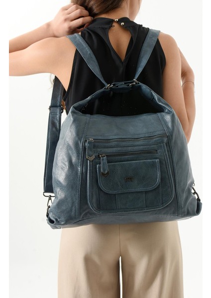 Suni Deri Sırt Çantası Mavi (Model: 571-13-13M) modelleri