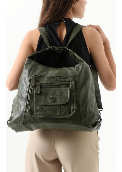 Suni Deri Sırt Çantası Yeşil (Model: 571-13-13M) modelleri