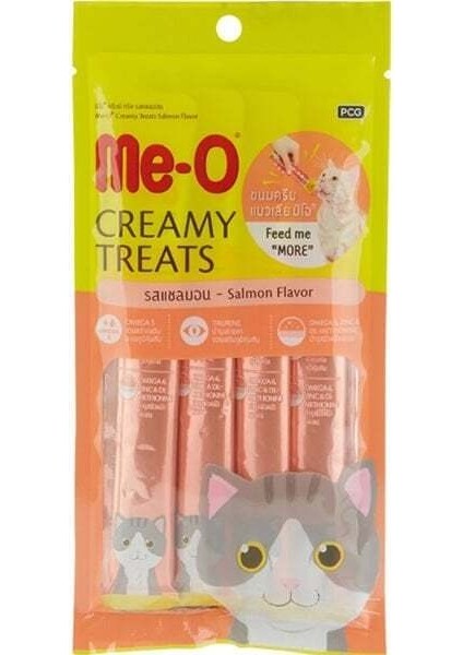 Me-O Meo Kremalı Somonlu Kedi Sıvı Ödül Maması 4X15 gr