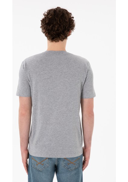 Erkek Gri Melanj Tişört Basic 50305858-VR086