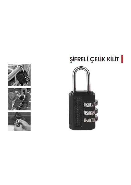 Şifreli Çelik Asma Kilit 50MM