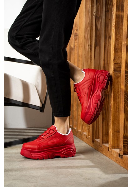 Günlük Kadın Spor Ayakkabı Yüksek Taban 6 cm Sneaker Siyah - Beyaz - Bej - Rugan - Süet 001